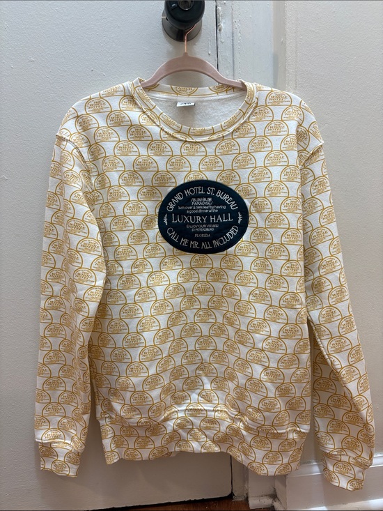 Zara Other - Zara Men’s White Sweatshirt with Mustard and Grand Hotel Blue Print Size Small